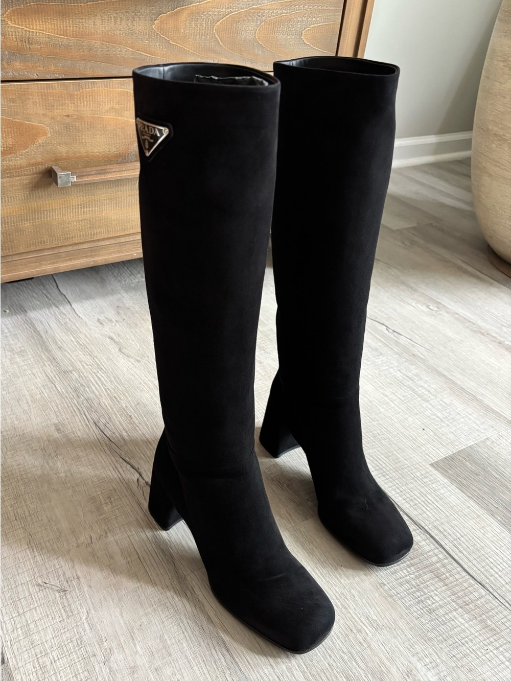 Prada Suede knee- high block boots size 38, NIB authentic - Picture 2 of 10